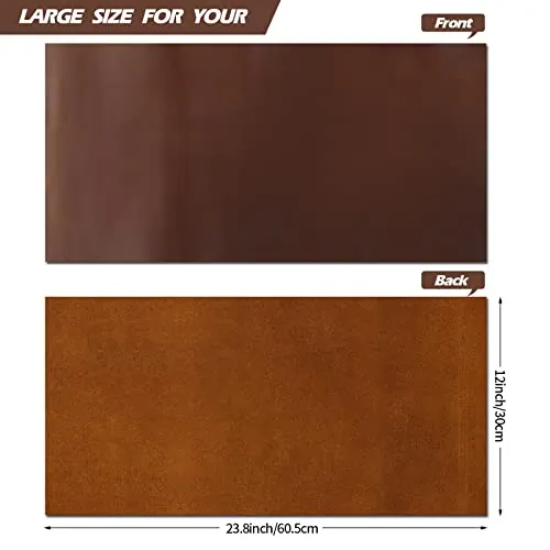 12''X24'' Genuine Leather Leather (2mm) Thick Cowhide Leather Pieces Square, Dark Brown