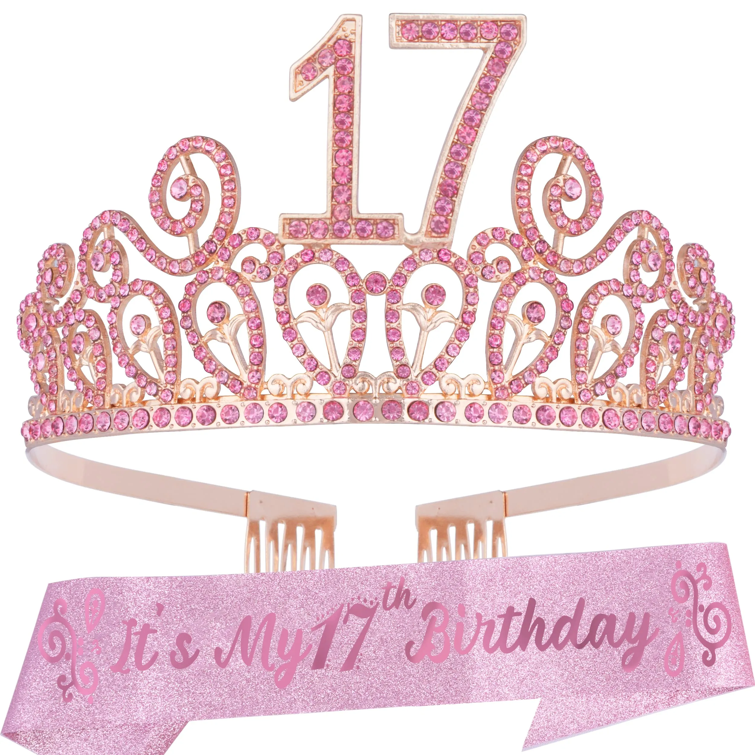 17th Birthday, 17th Birthday Gifts, 17th Birthday Crown, 17th Birthday Sash for Girls