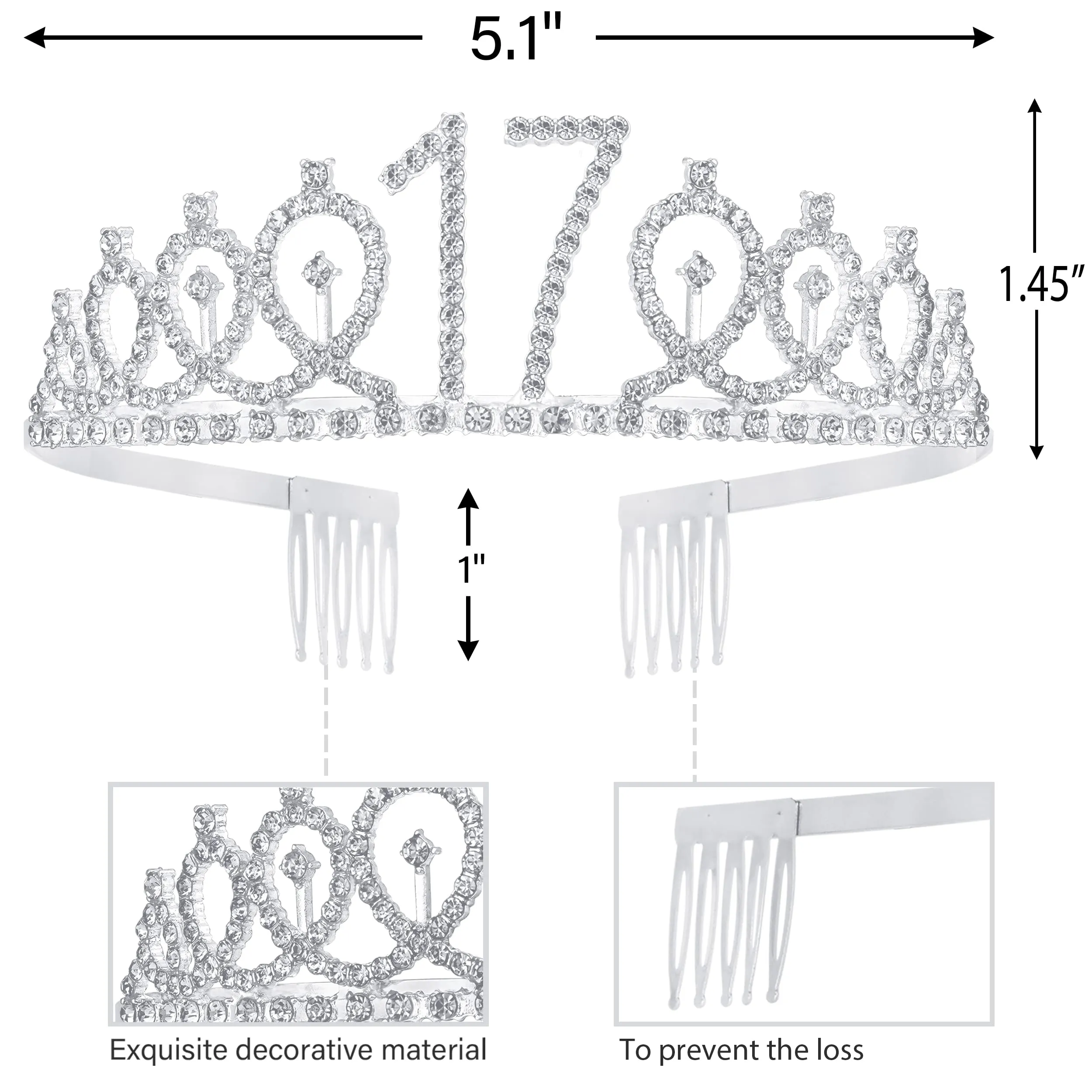 17th Birthday, 17th Birthday Gifts for Girls, 17th Birthday Tiara and Sash Silver, 17th