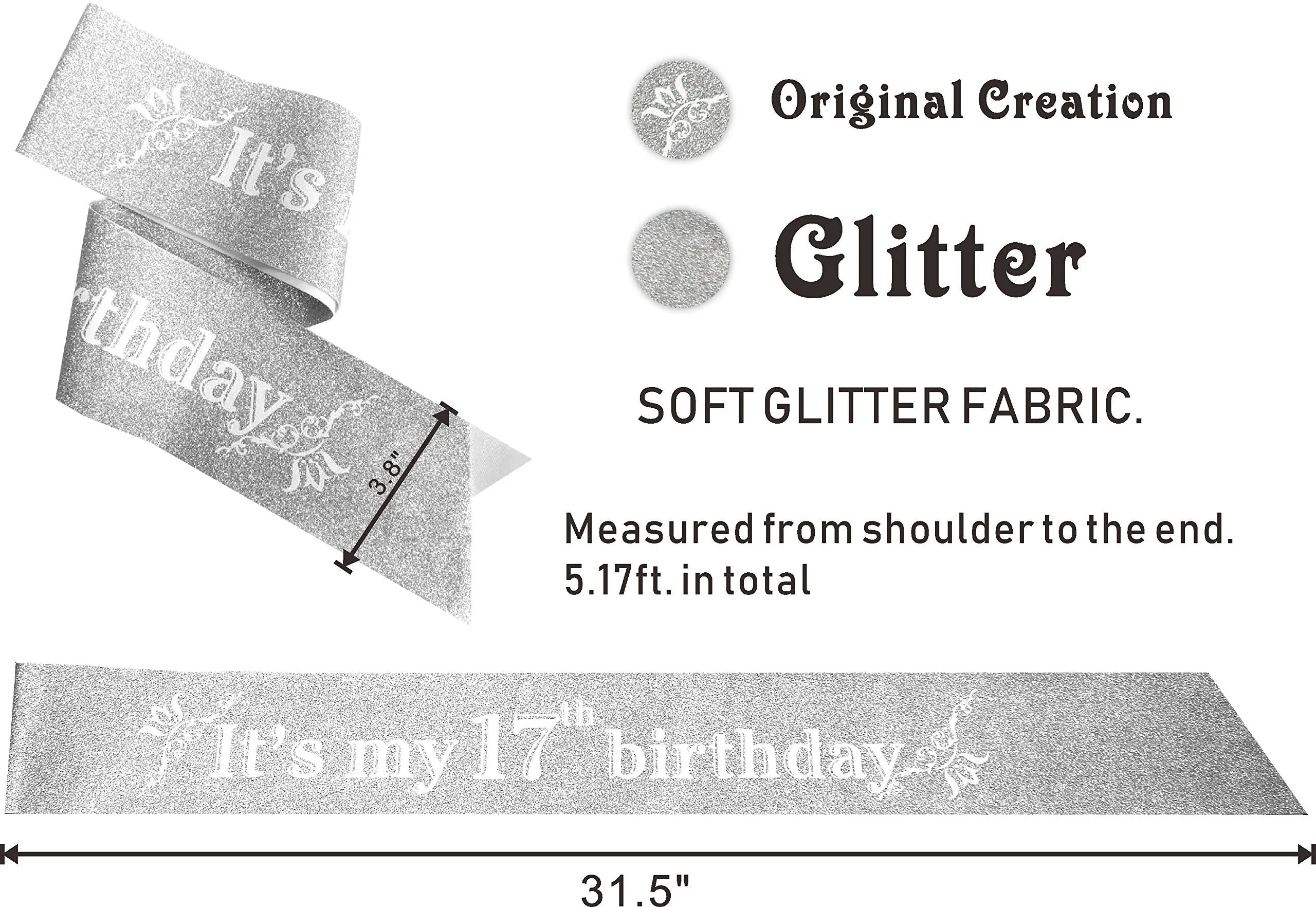 17th Birthday Gifts for Girls,17th Birthday Tiara and Sash Silver,17th Birthday