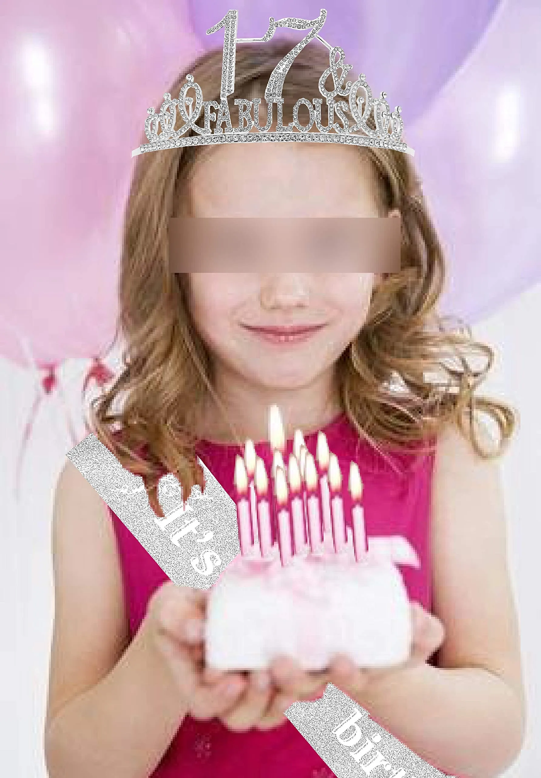 17th Birthday Gifts for Girls,17th Birthday Tiara and Sash Silver,17th Birthday