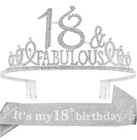 18th Birthday, 18th Birthday Sash, 18th Birthday Tiara Silver, 18th Tiara and Sash, 18th