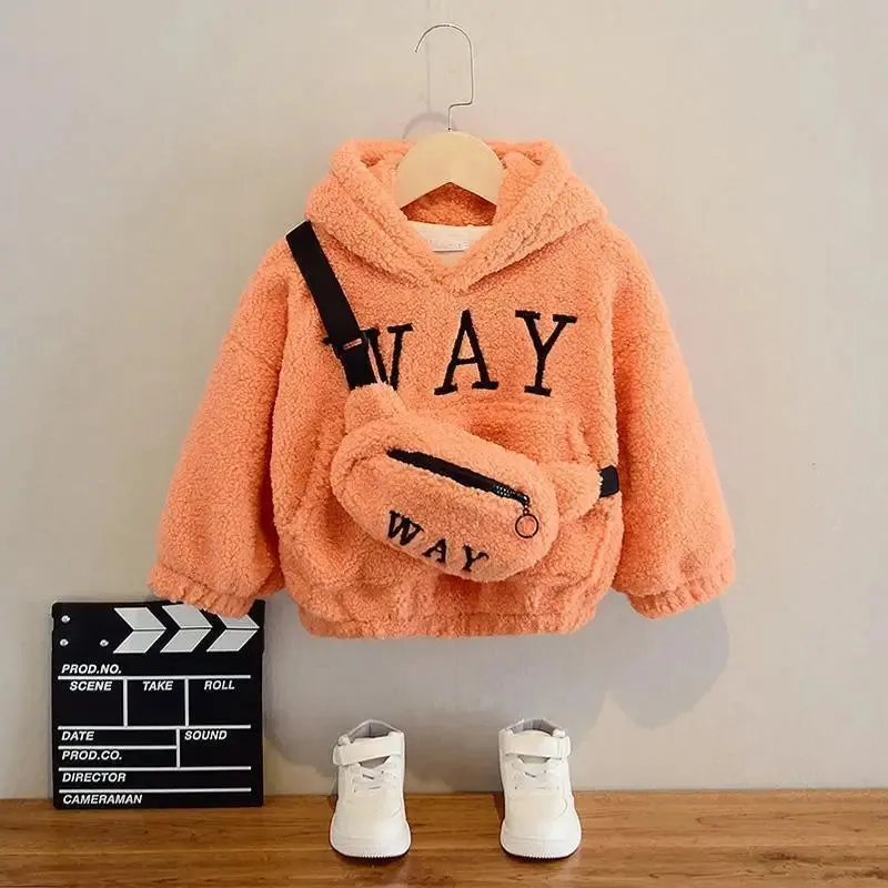 2-9 Year Kids Girls Boys Hoodies Sweatshirt Autumn Winter Warm Fleece Top Fashion Long Sleeve Pullover Sweater Children Clothing