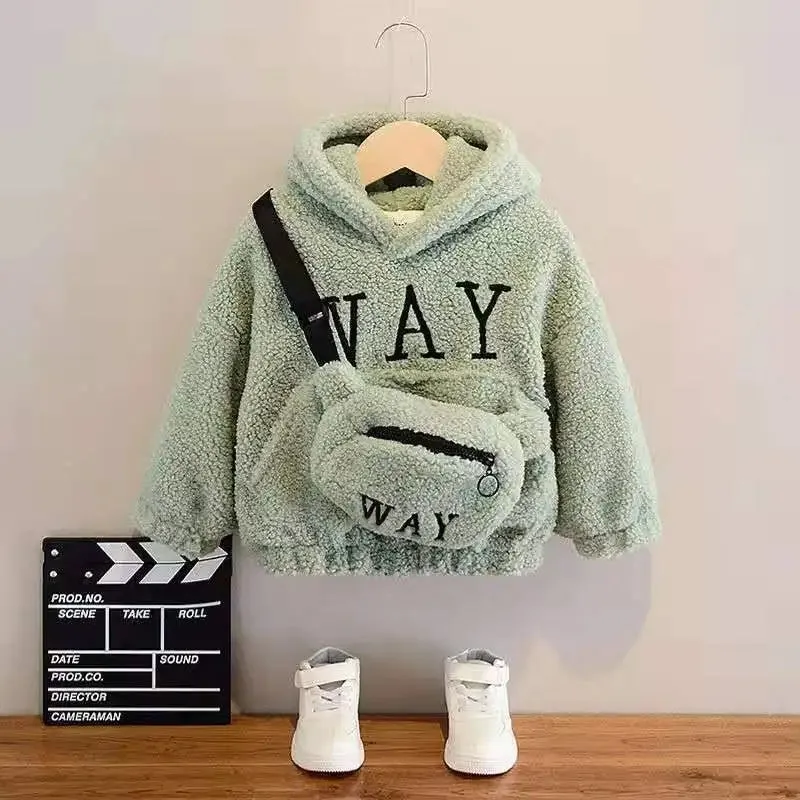 2-9 Year Kids Girls Boys Hoodies Sweatshirt Autumn Winter Warm Fleece Top Fashion Long Sleeve Pullover Sweater Children Clothing