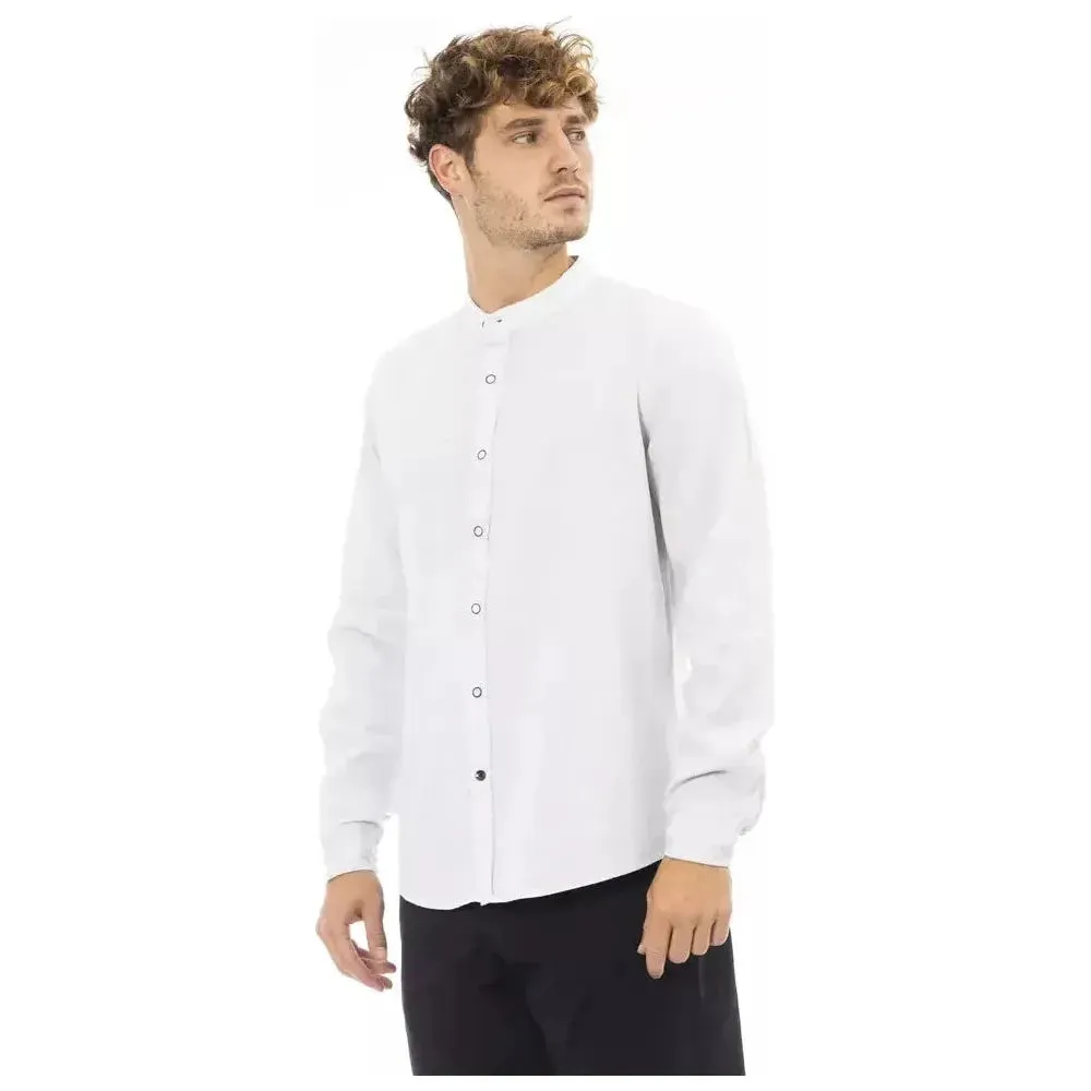 Baldinini Trend White Linen Men Shirt