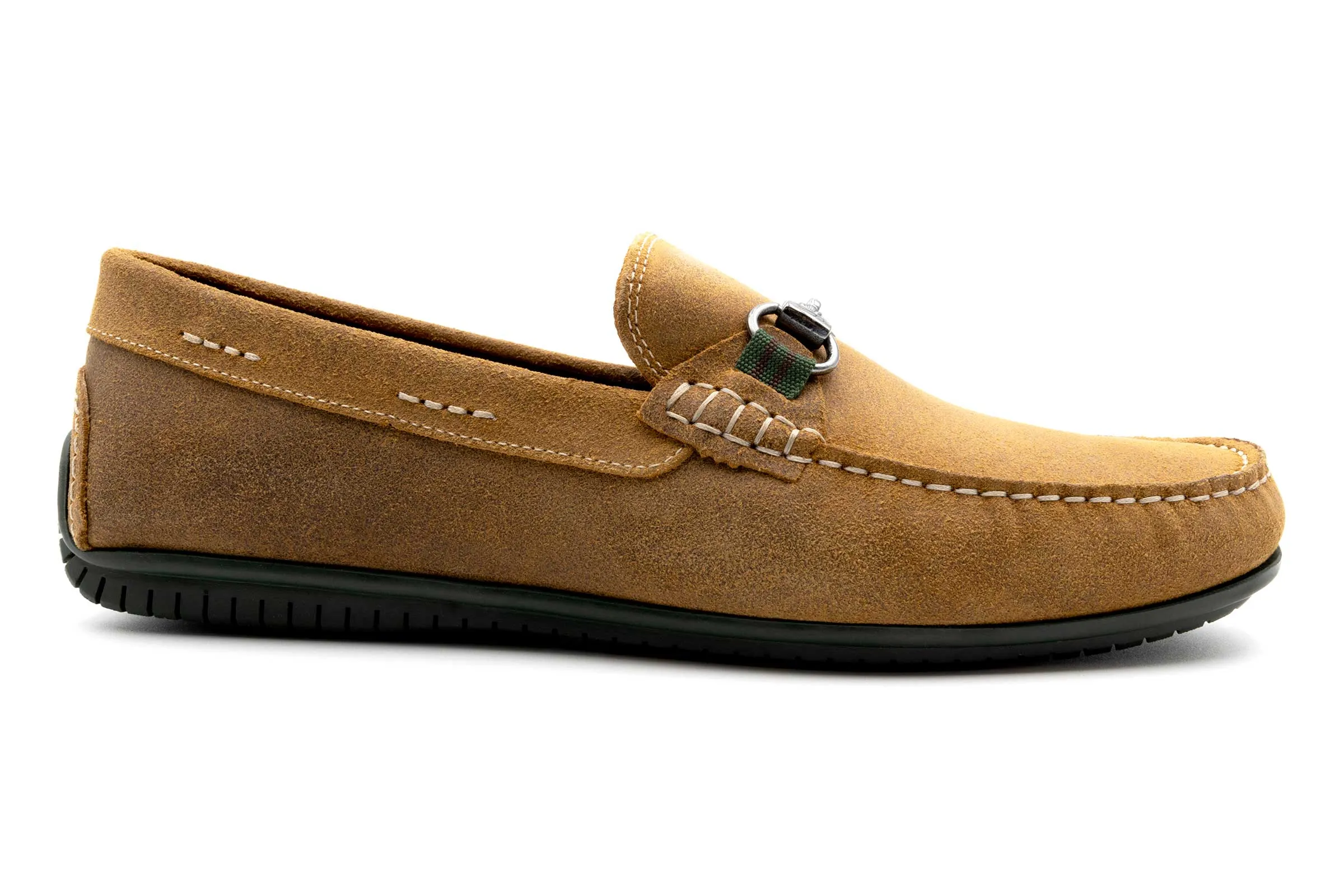 Bermuda Suede Horse Bit Loafers - Khaki