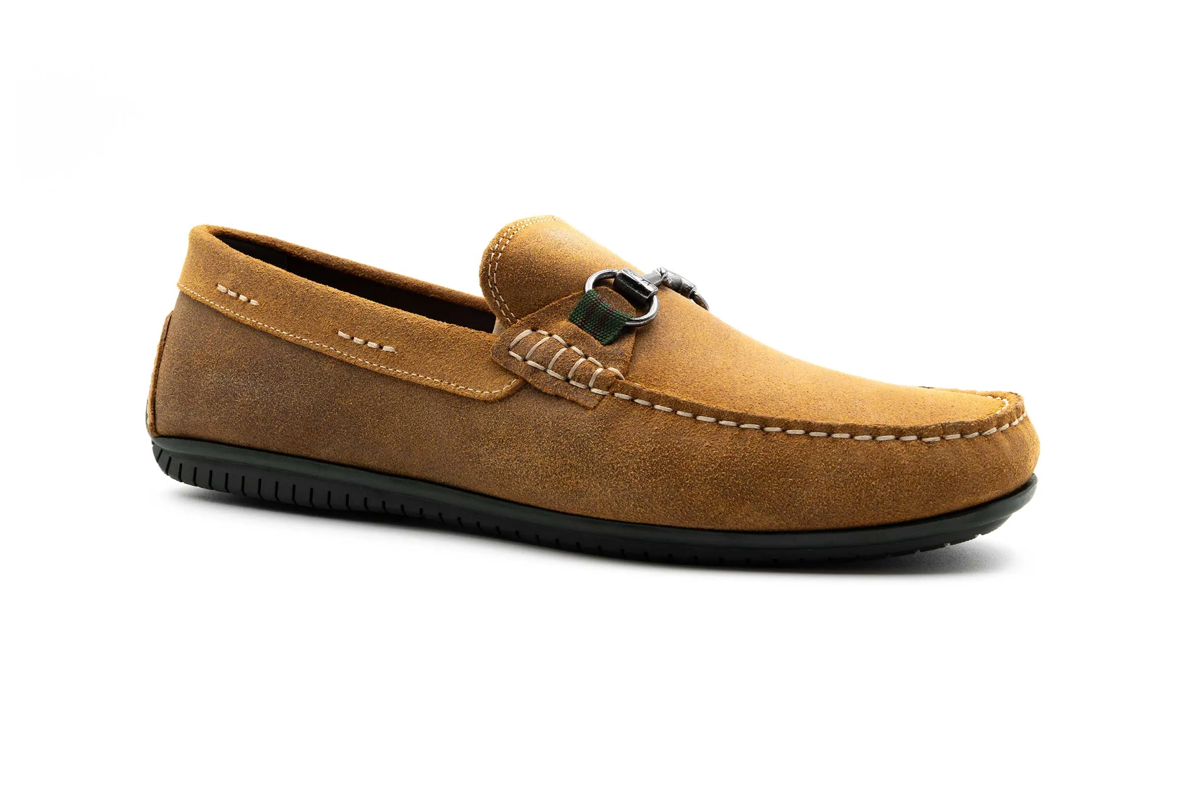 Bermuda Suede Horse Bit Loafers - Khaki