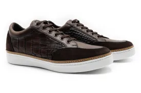 Carson Alligator Grain Sneakers - Walnut