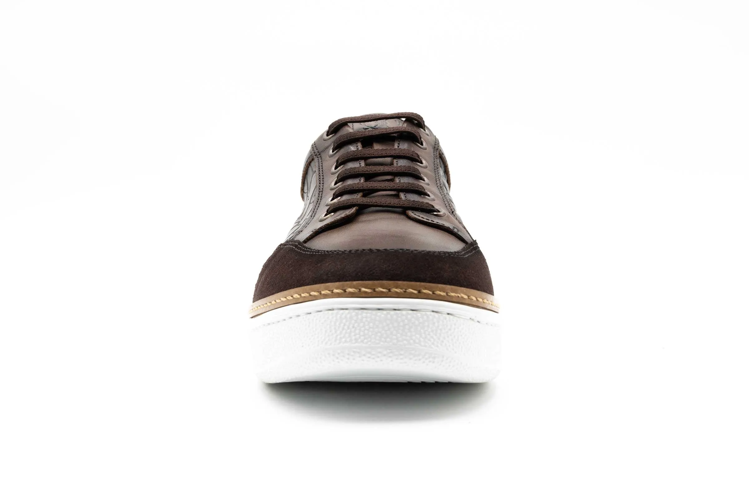 Carson Alligator Grain Sneakers - Walnut