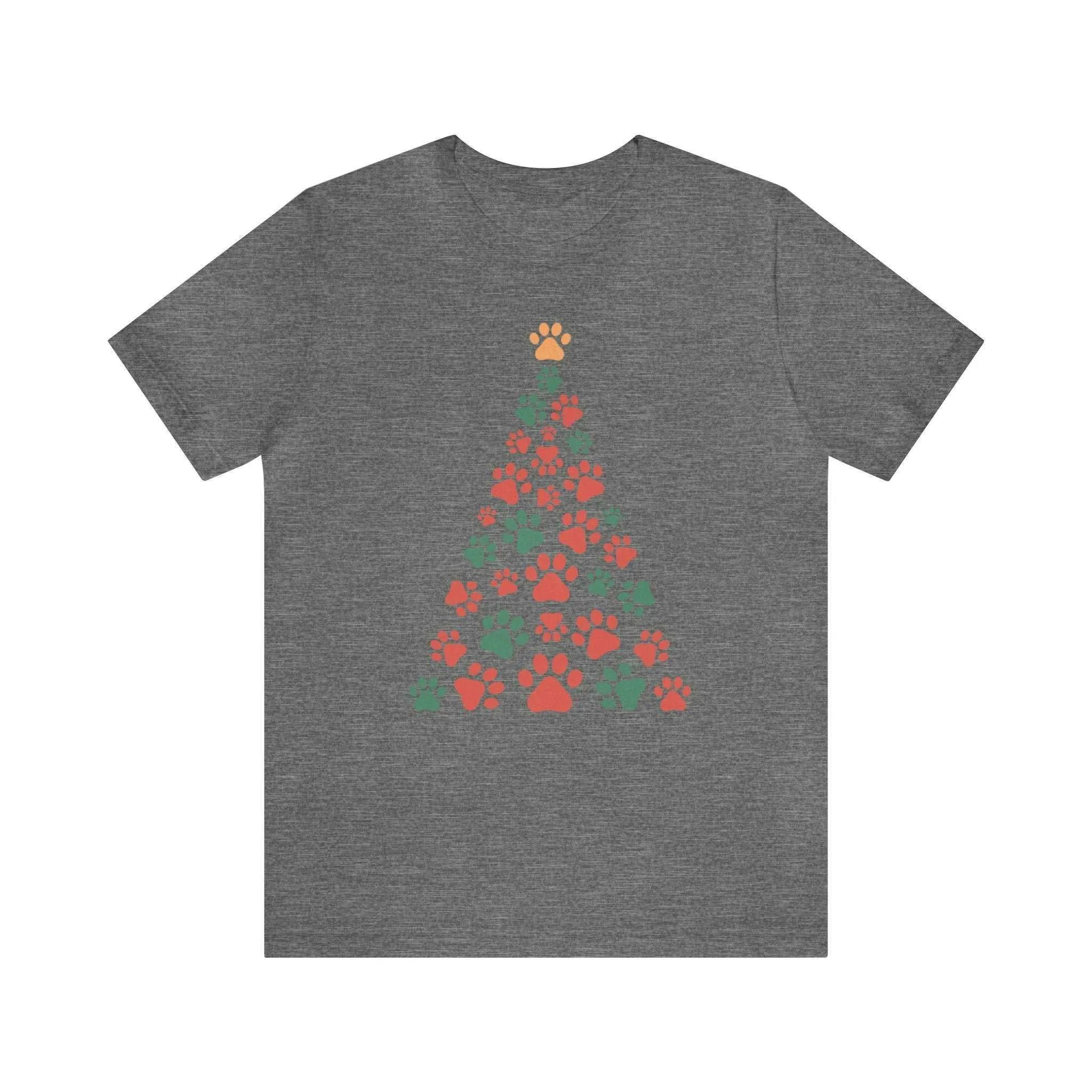 Christmas Tree with Dog Paws Unisex Bella Canvas 3001 T-Shirt