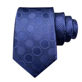 Classy Men Navy Blue Circle Silk Tie