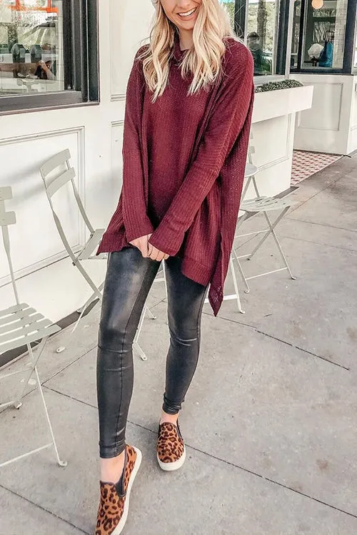 Cowl Neck Slit Sweater