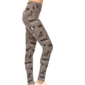 Grey and Black Cat Print Leggings