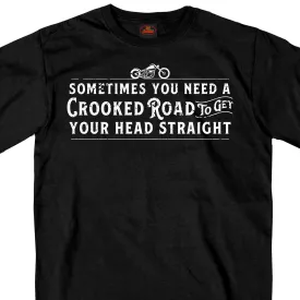 Hot Leathers GMS1438 Men’s ‘Crooked Road‘ Short Sleeve Black T-Shirt