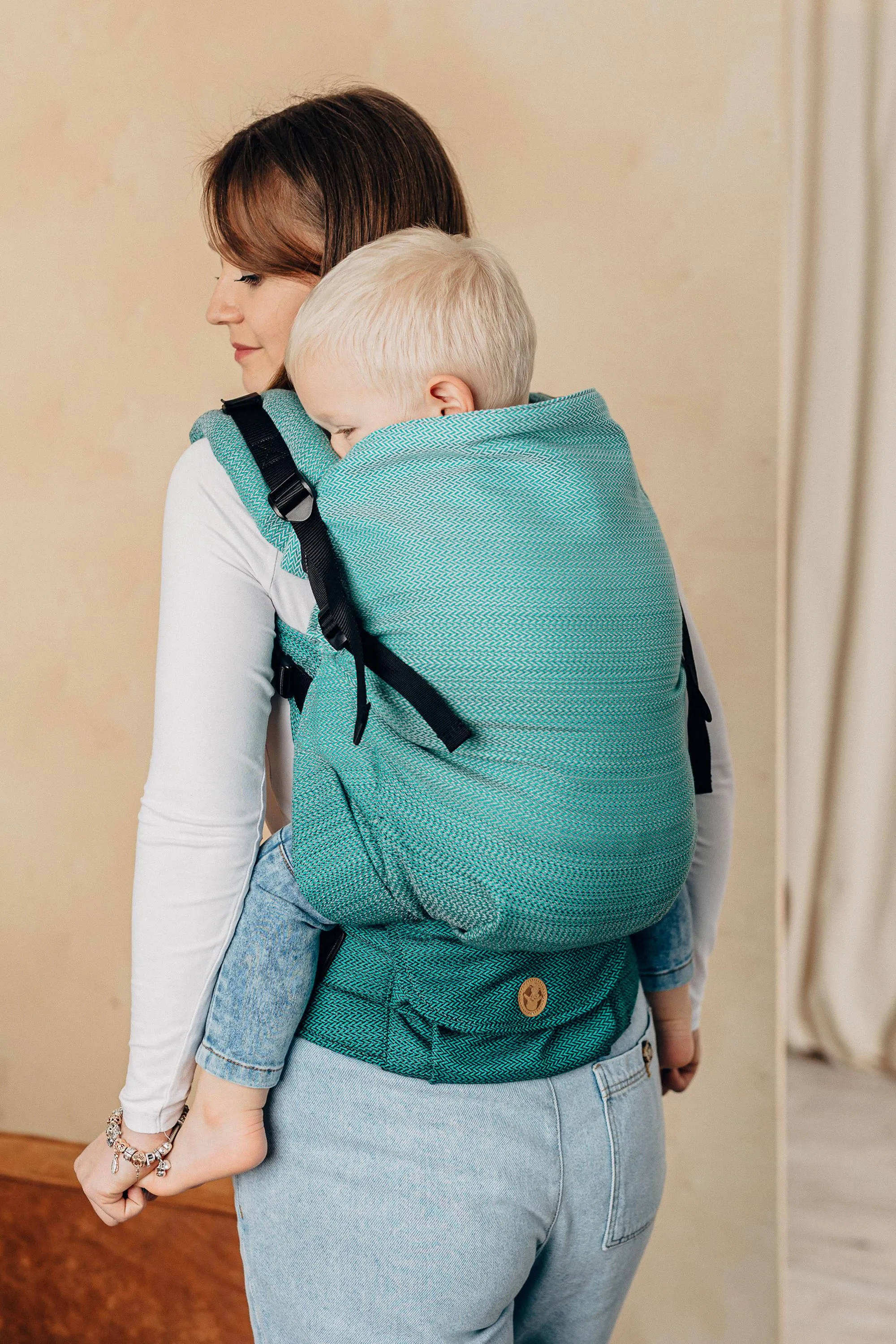 LennyLamb Preschool Carrier Little Herringbone Ombre Green