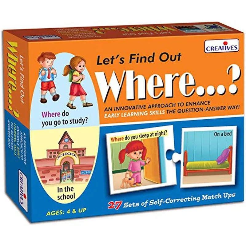 Let's Find Out Where Puzzle,  Action Words Puzzle and Body Parts Puzzle (Set of 3)