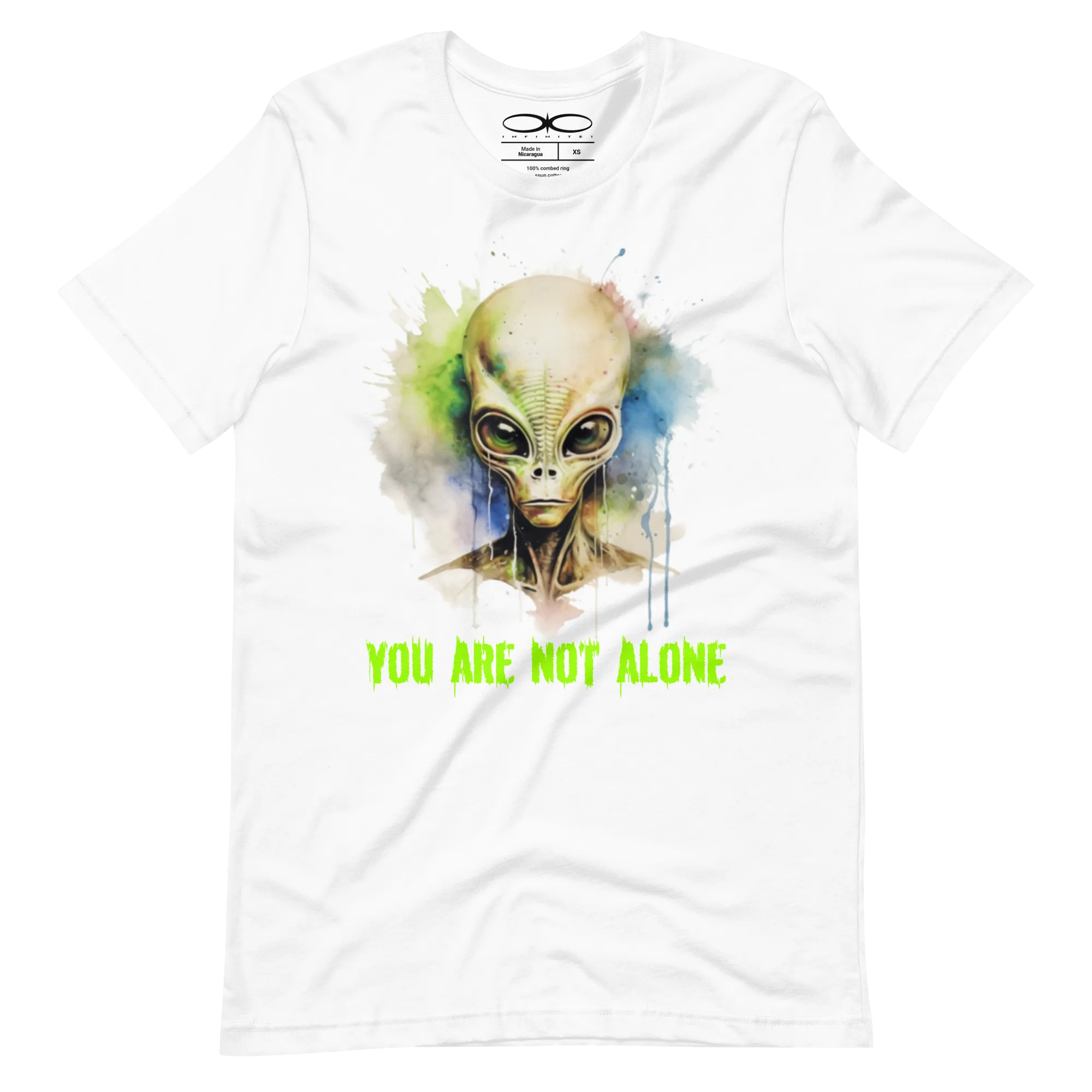 Men's Alien You Are Not Alone Watercolor Effect Graphic Tee