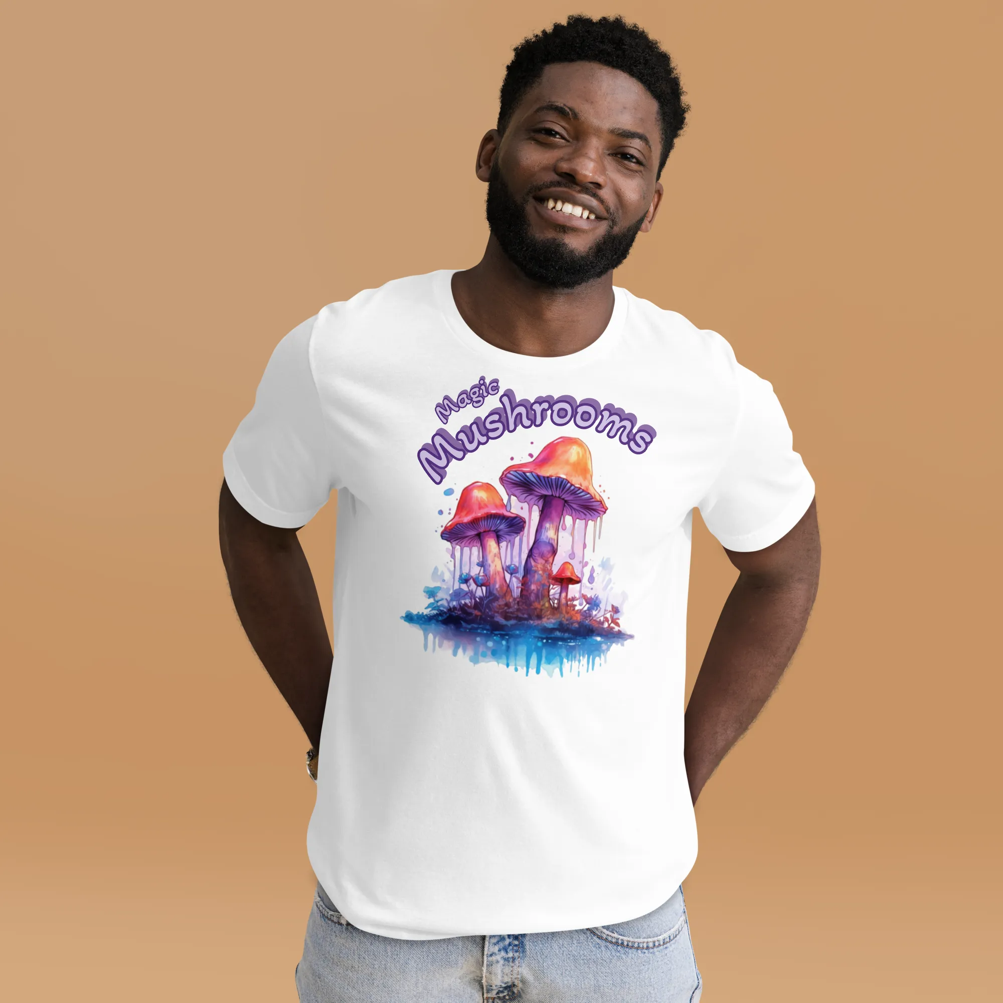 Men's Magic Mushrooms Watercolor Graphic T-Shirt