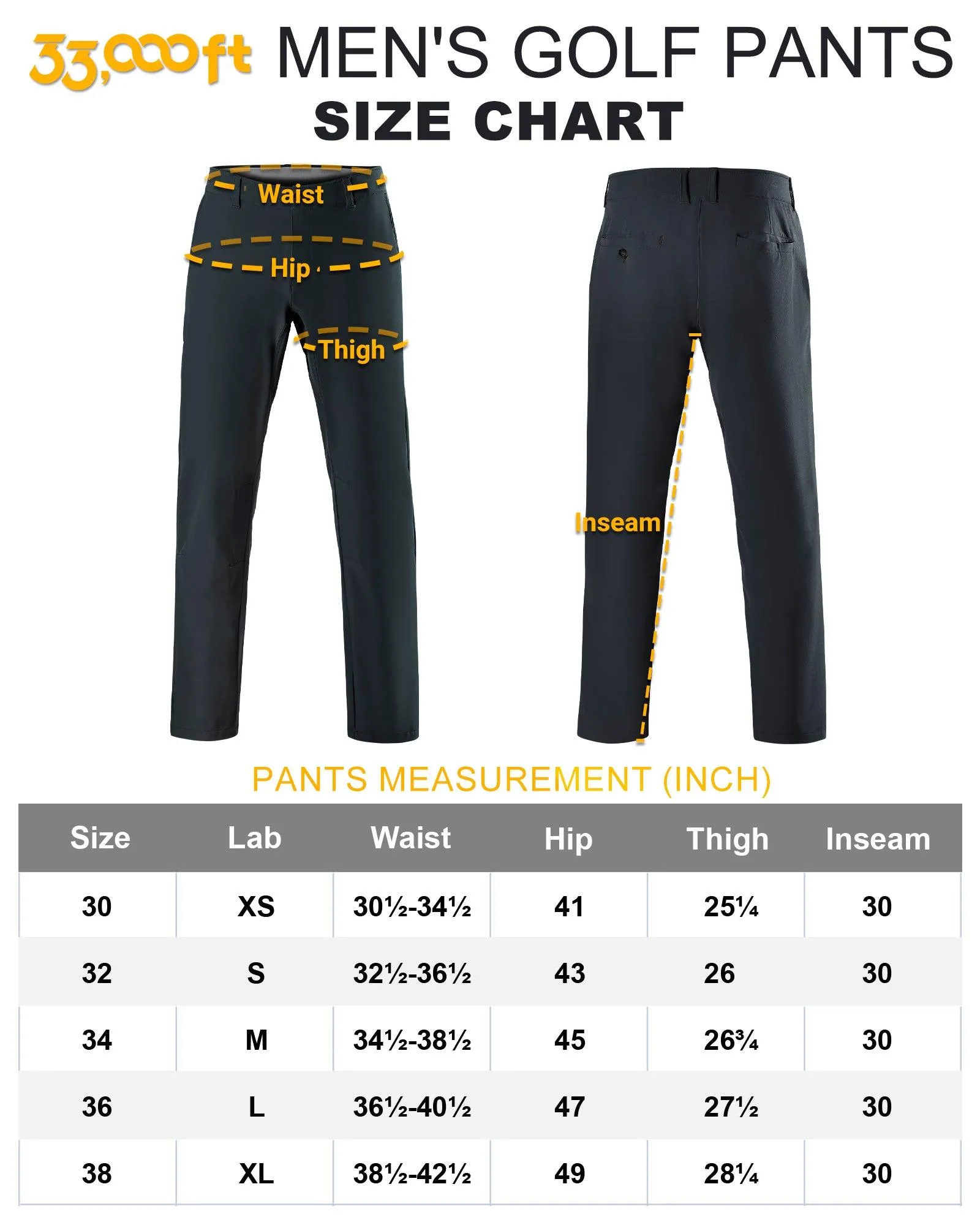 Men's UPF 50  Quick Dry Golf Pants with 5 Pockets