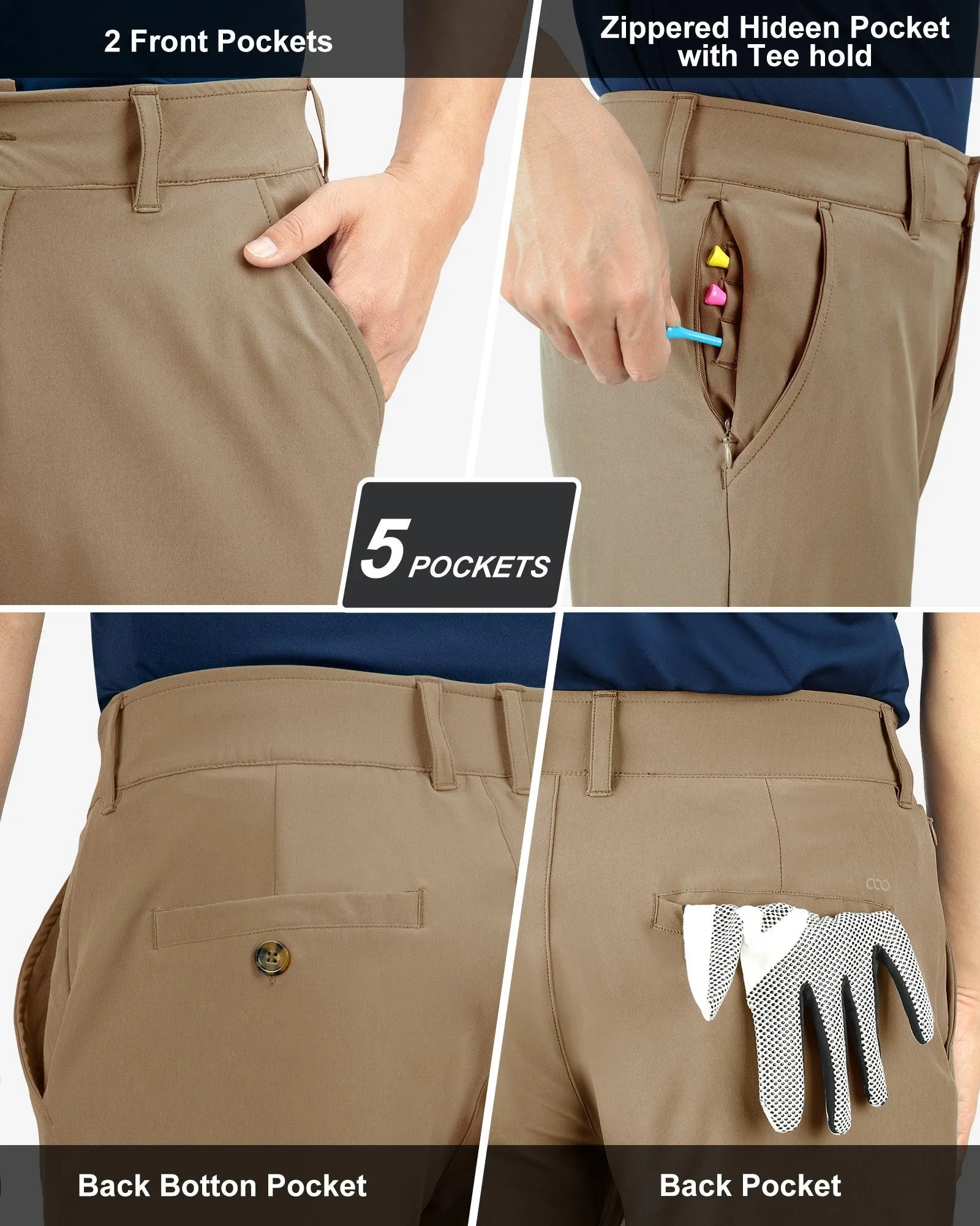 Men's UPF 50  Quick Dry Golf Pants with 5 Pockets