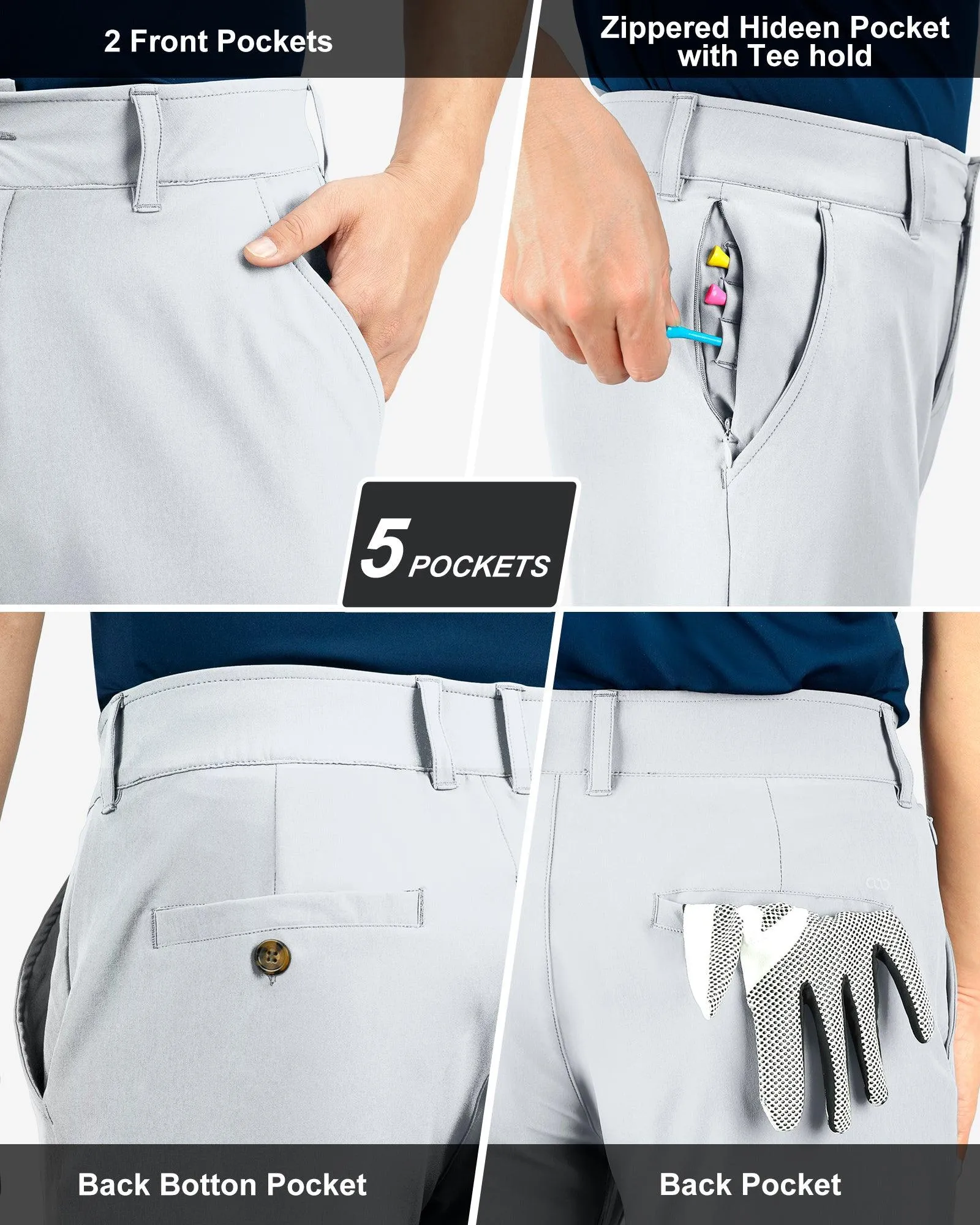 Men's UPF 50  Quick Dry Golf Pants with 5 Pockets