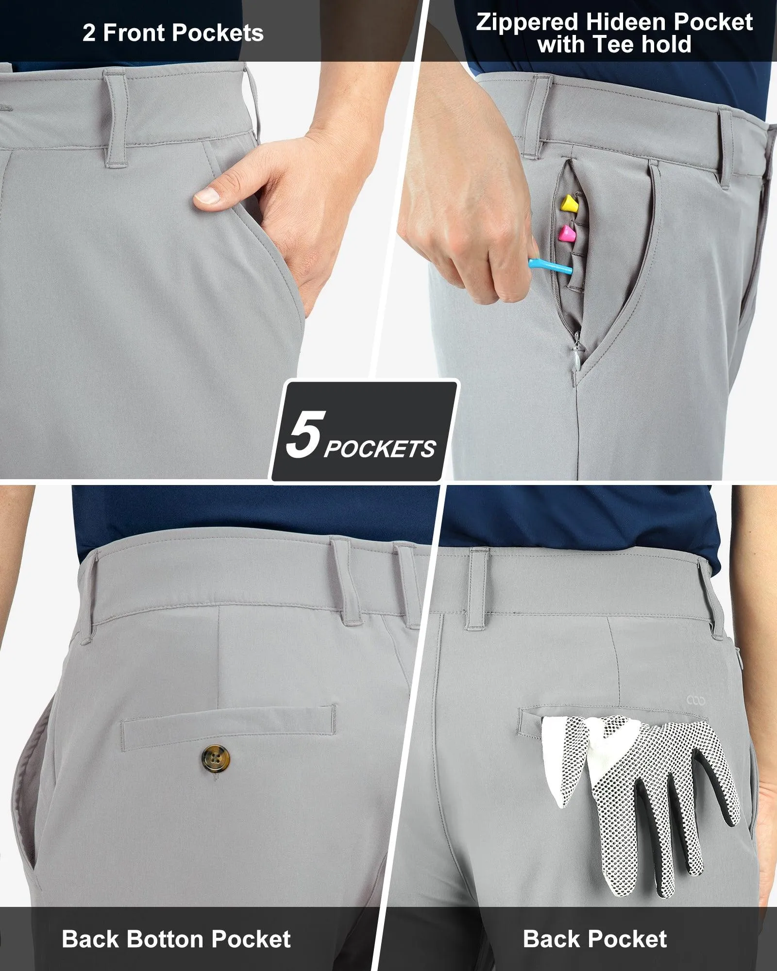 Men's UPF 50  Quick Dry Golf Pants with 5 Pockets