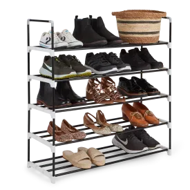 Metal Shoe Rack - Space Saving Slim Storage for Footwear and Internal Organiser for Wardrobes