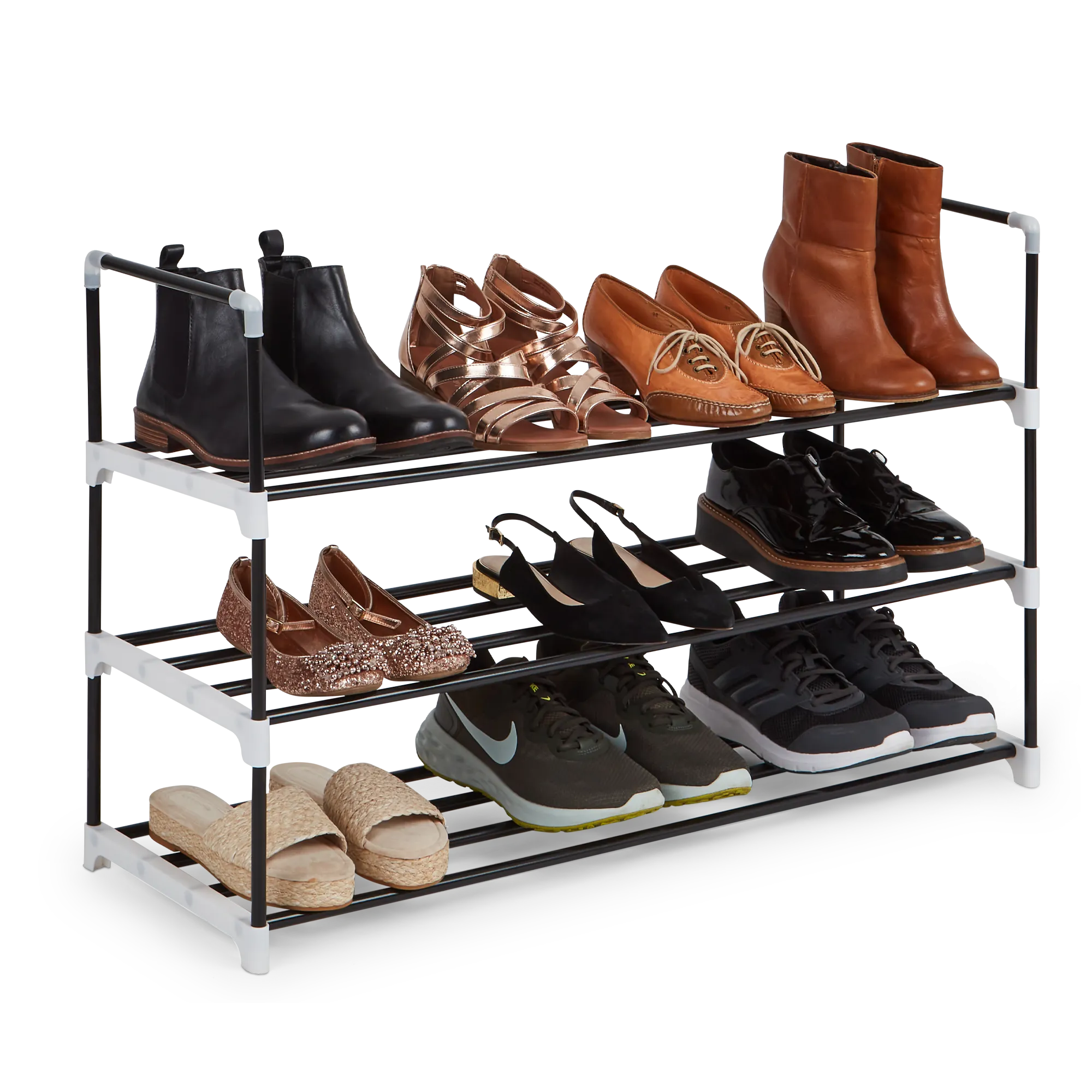 Metal Shoe Rack - Space Saving Slim Storage for Footwear and Internal Organiser for Wardrobes