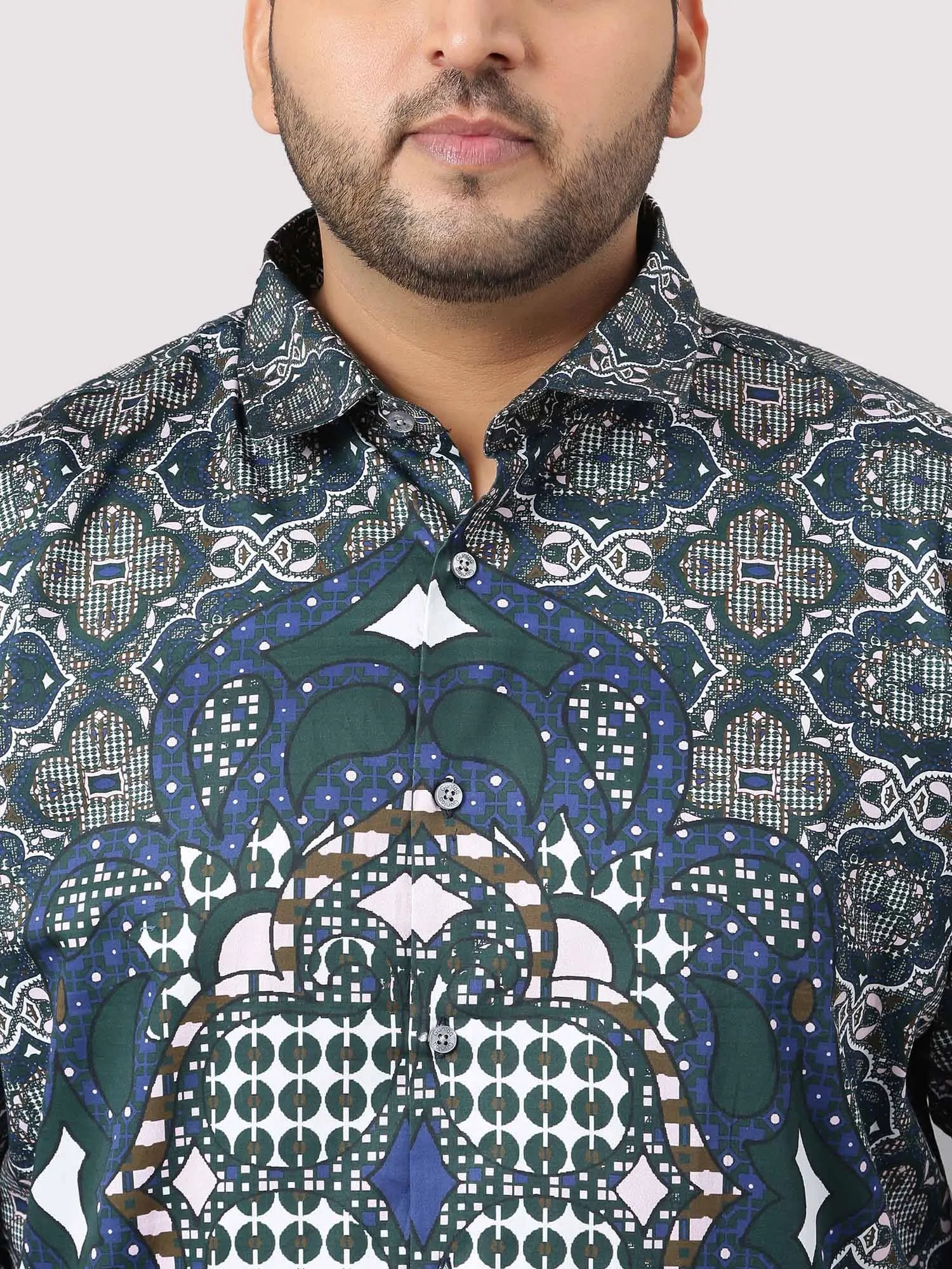 Modern Geometric Party Wear Shirts Men's Plus Size