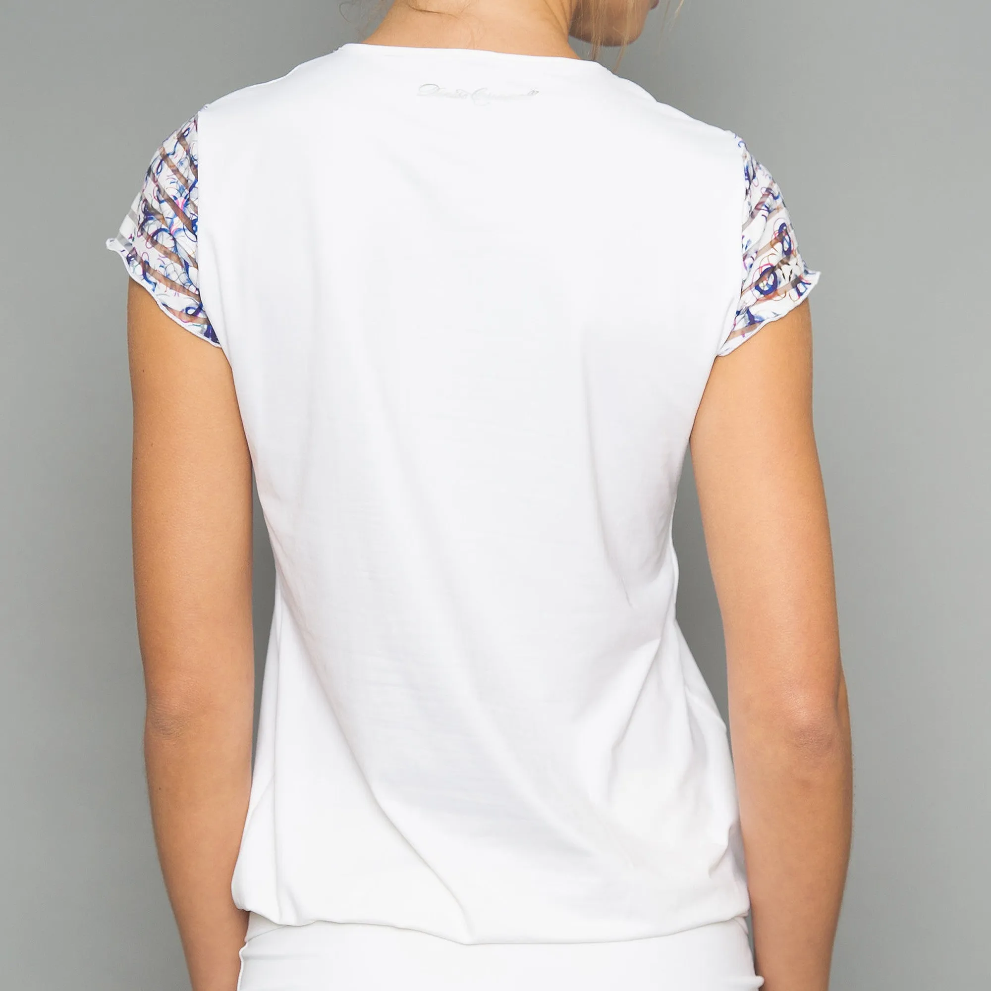 Mosaic Cap-Sleeve (banded-hem-white)