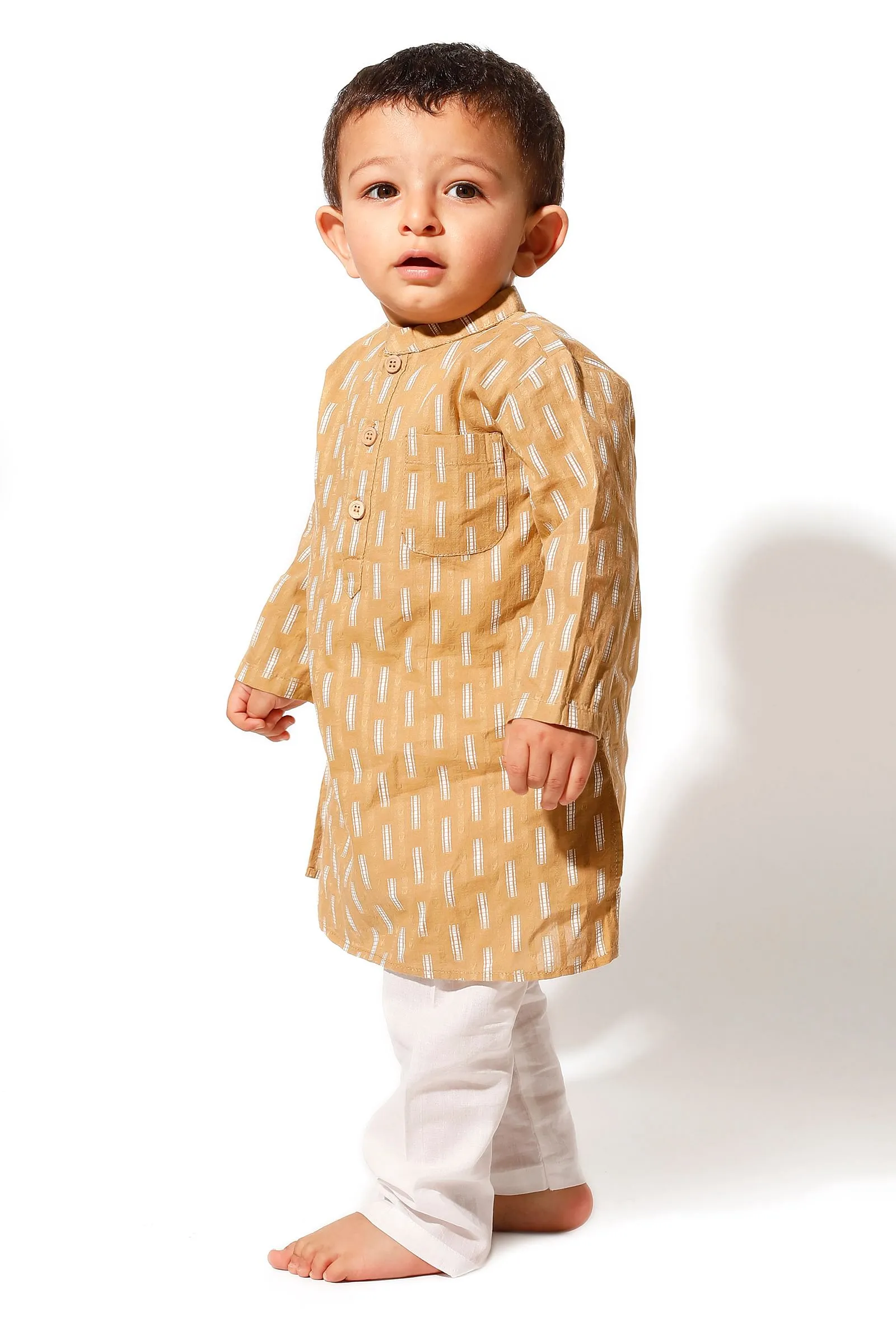 Mustard Cotton Kurta Pyjama Set