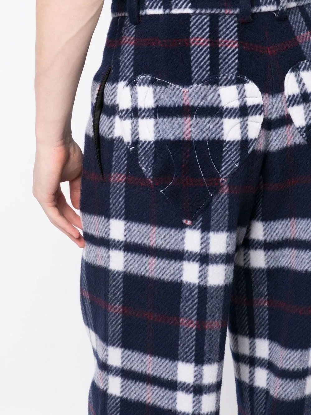 NATASHA WOOL CHECK WIDE PANTS BLU WHT