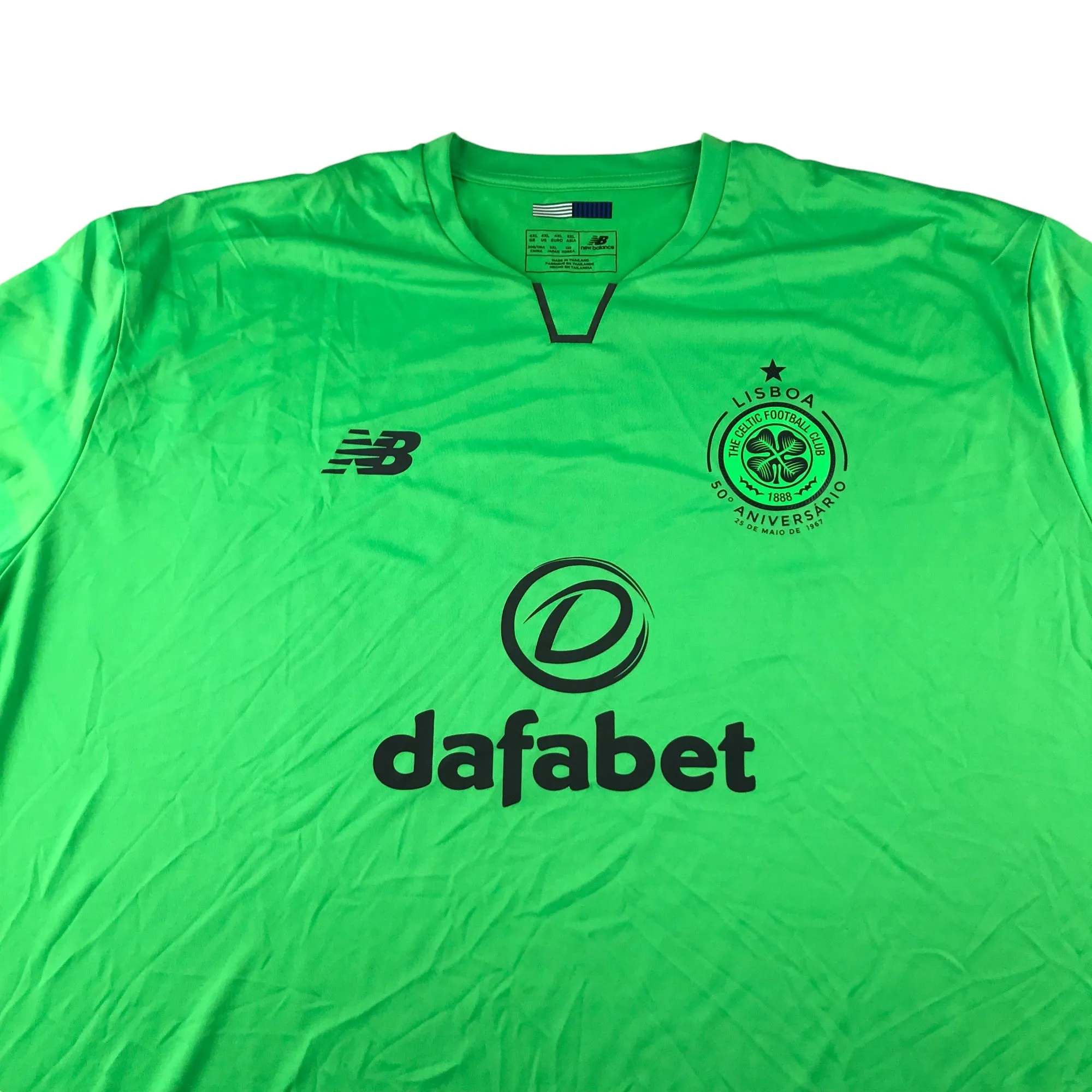 New Balance Celtic FC Football Strip adult size 4XL neon green short sleeve