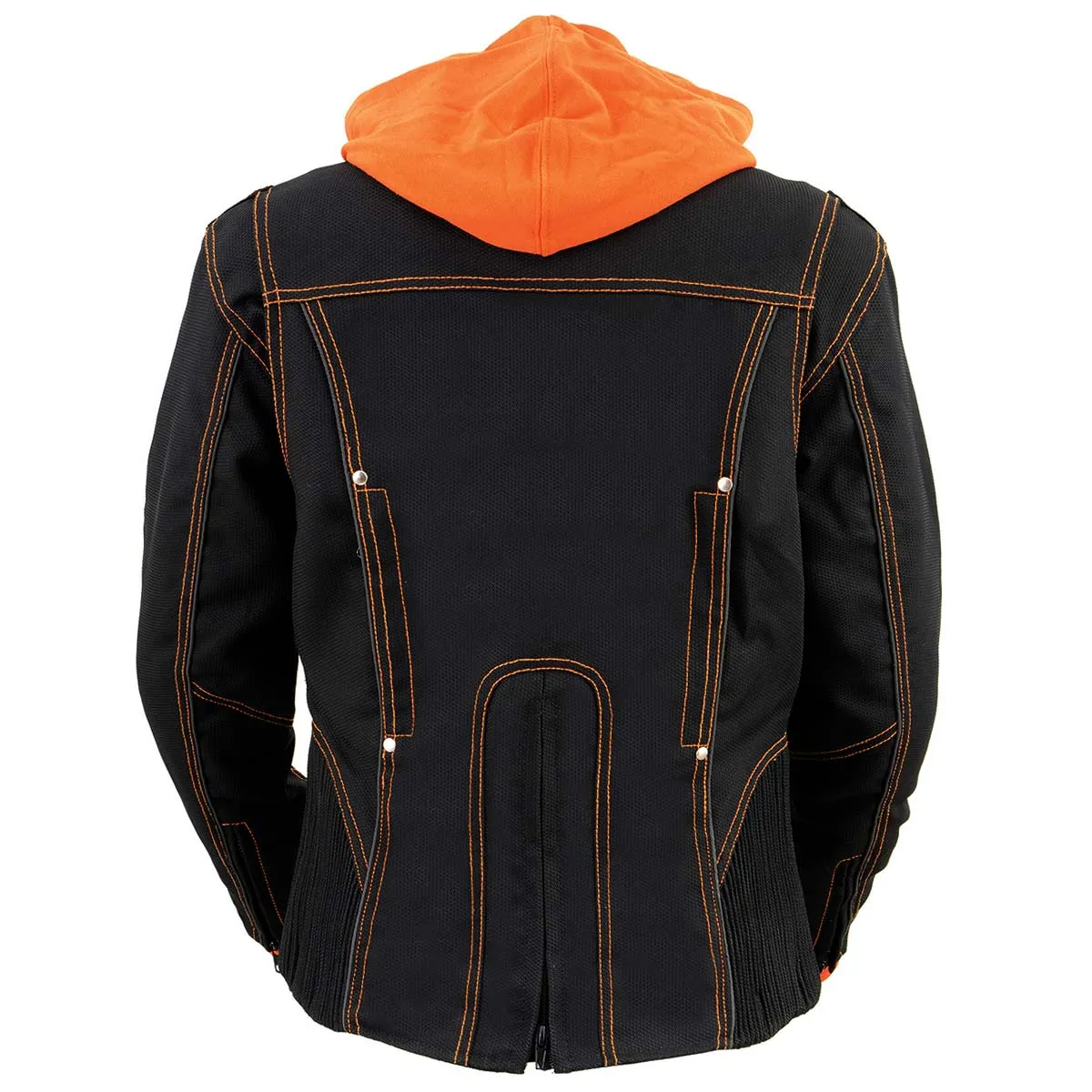 NexGen SH1939 Women's 'Reflective Tribal' Orange and Black 3/4 Textile Vented Jacket