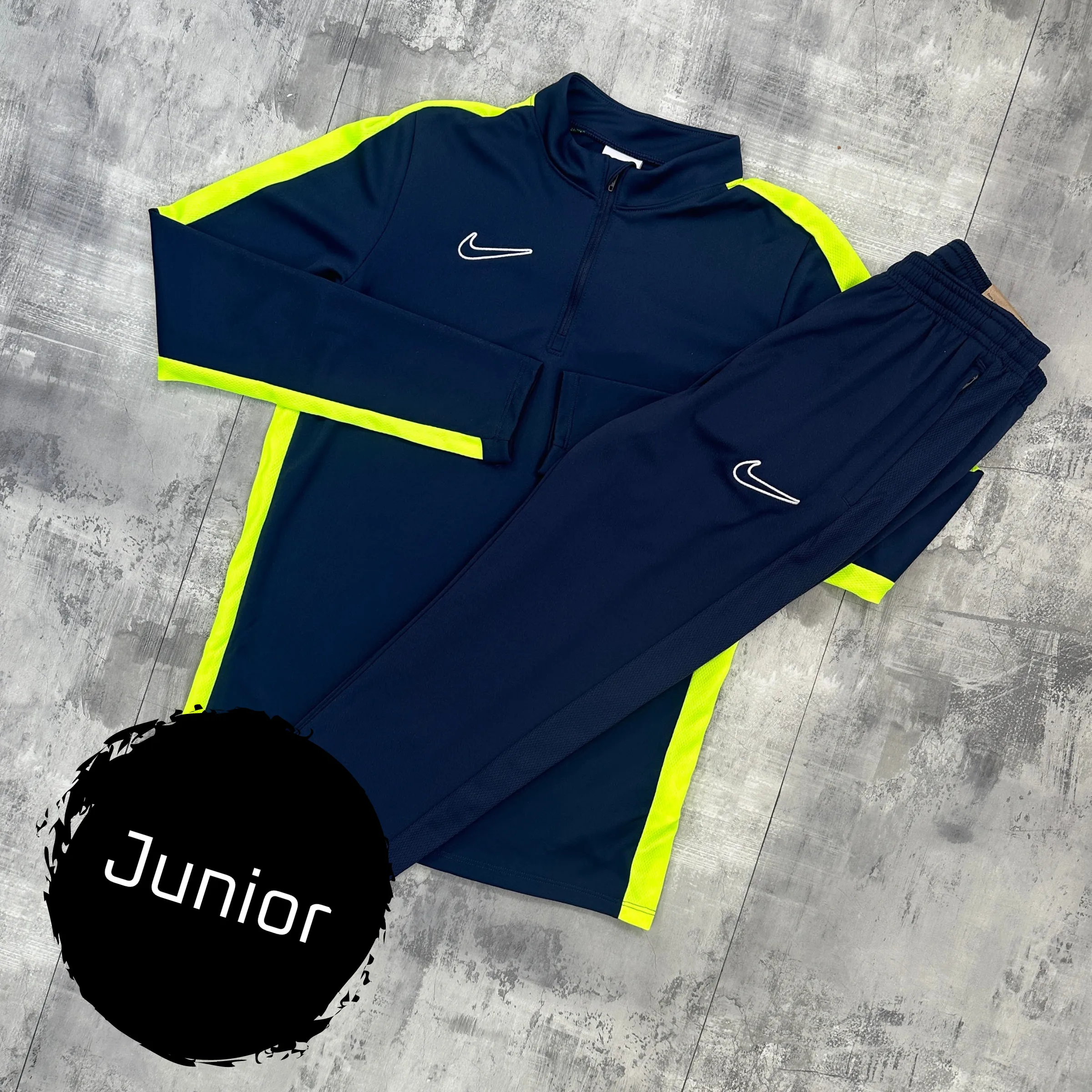 Nike Junior Academy set Navy / Volt - 1/2 Zip & Trousers