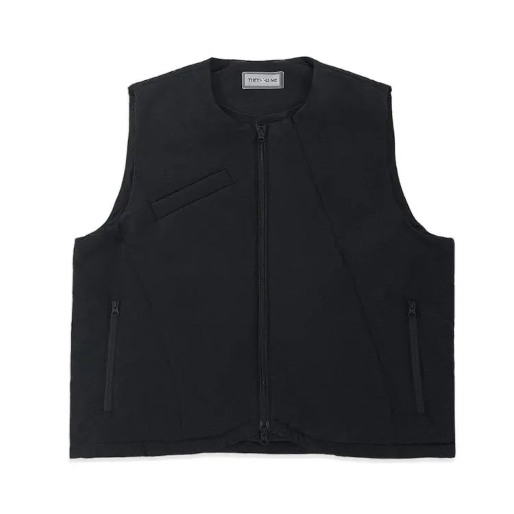 Oblique line padded vest black