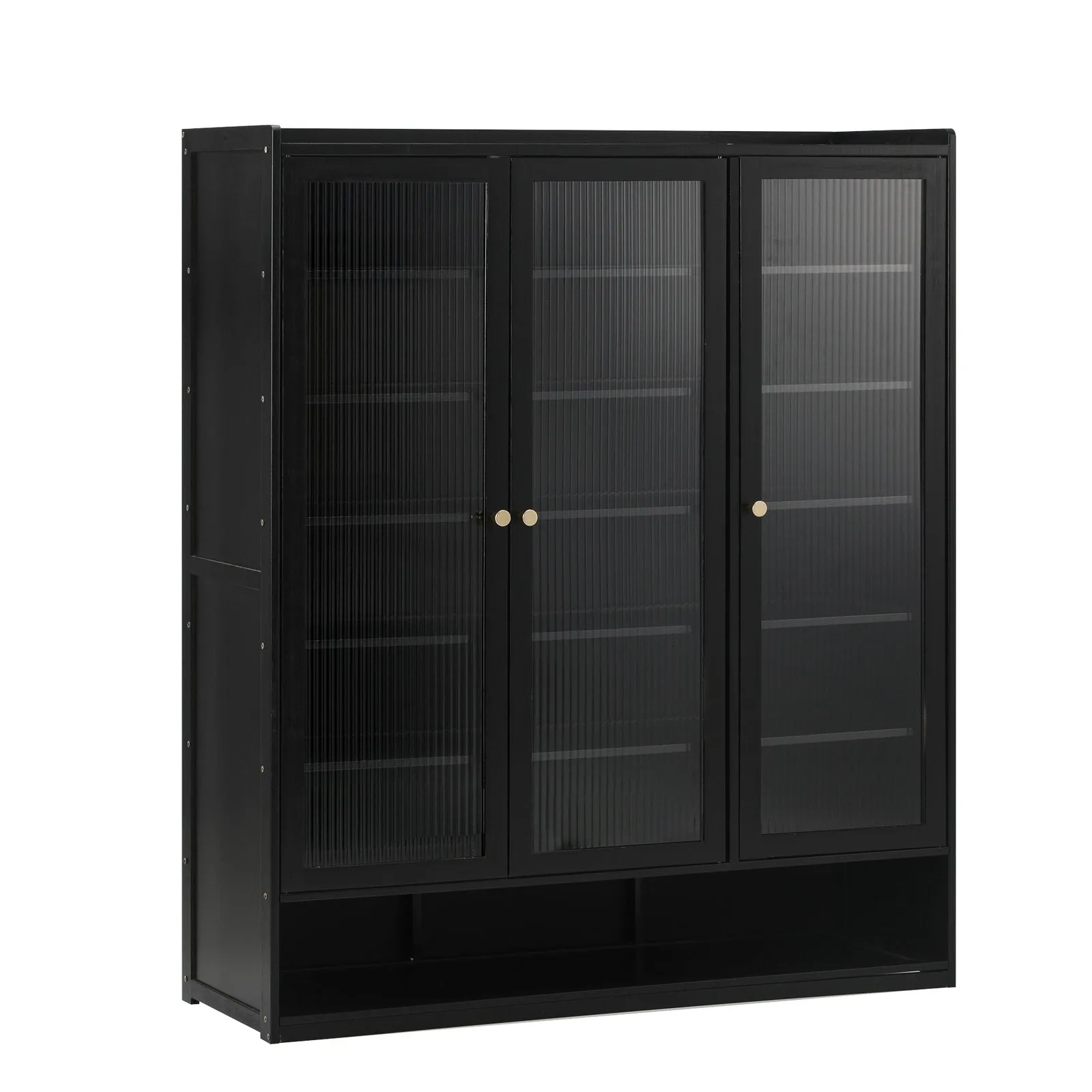 Oikiture Shoe Cabinet Shoes Storage Rack Organiser 3 Doors Shelf Black