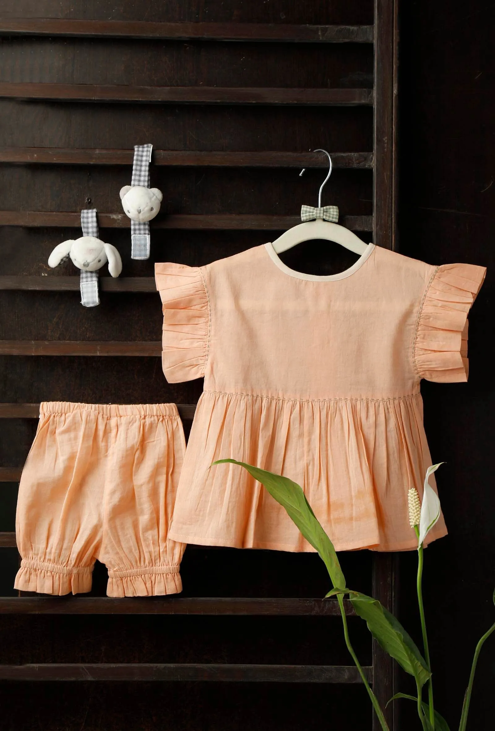 Peachy Peach Bamboo Fabric Top And Shorts