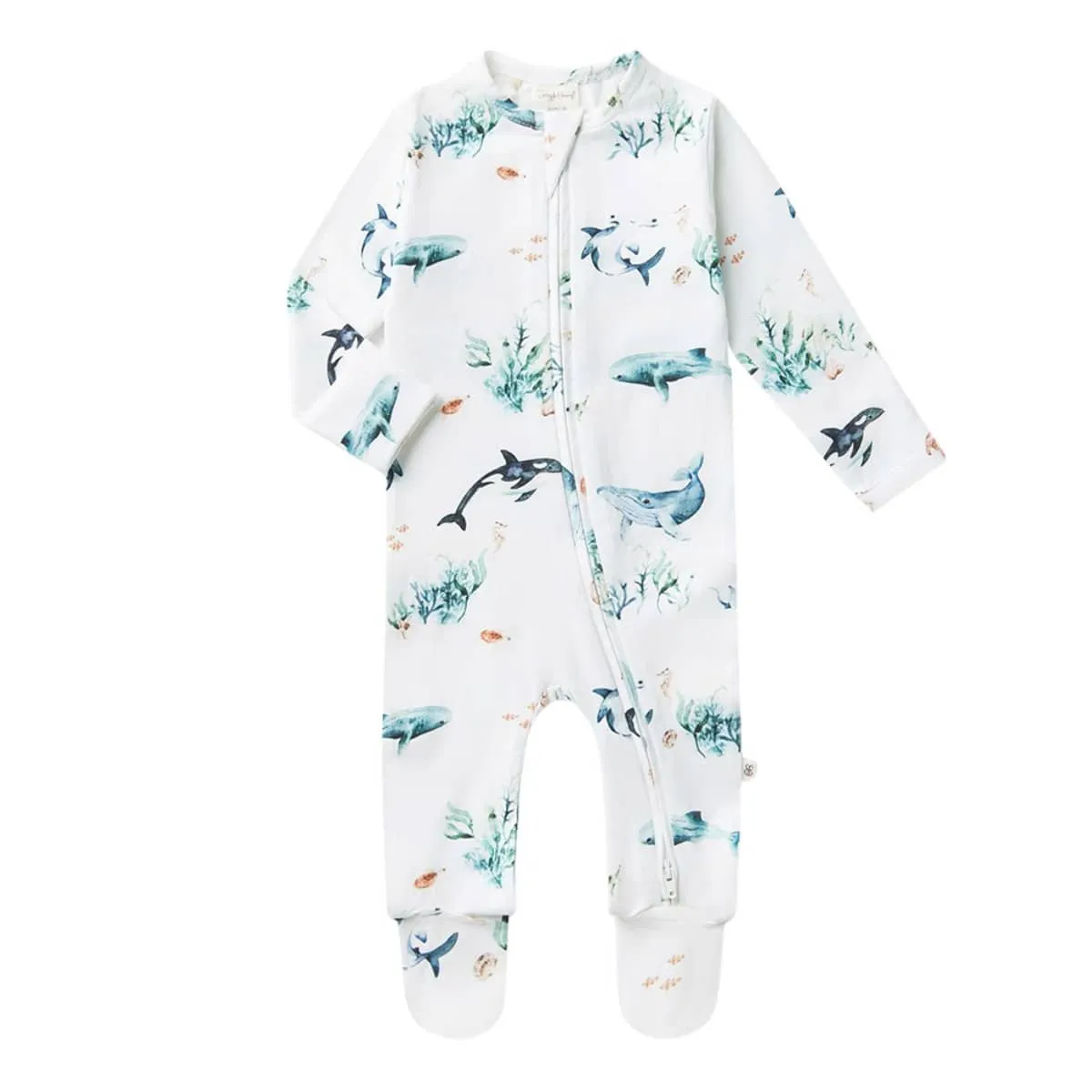 Snuggle Hunny Snuggle Sleepsuit Zip Footie - Ocean Organic