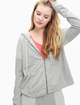 Splendid Crossback Zip Hoodie in Heather Grey