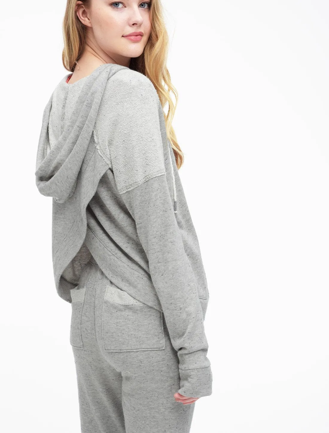 Splendid Crossback Zip Hoodie in Heather Grey