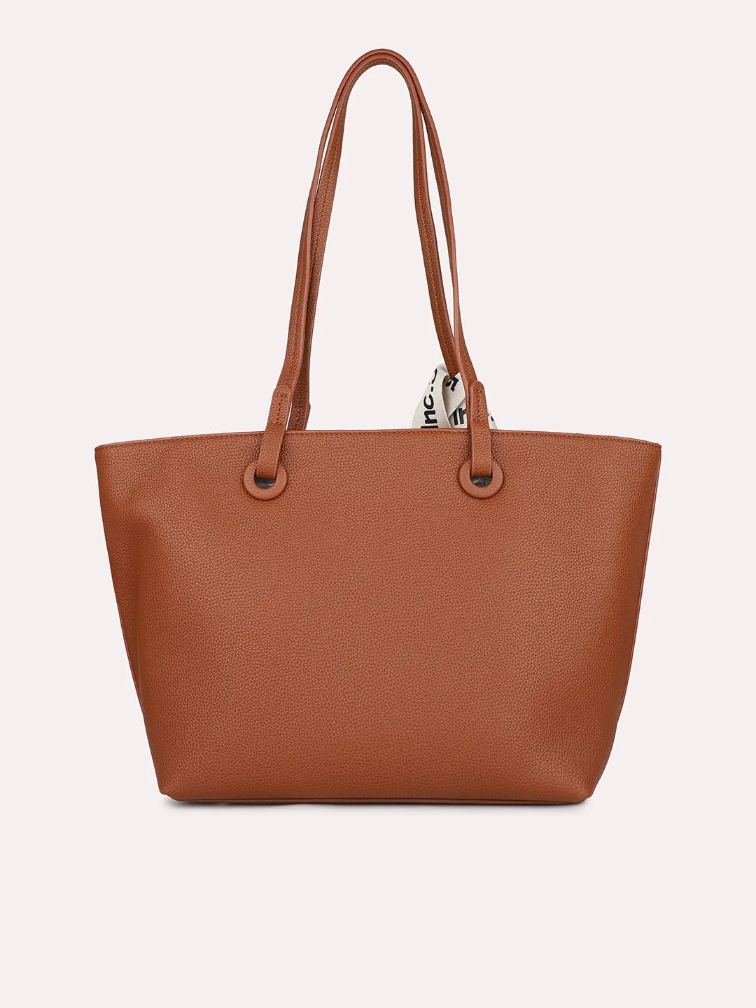 Women Brown Textured Structured Tote Bag