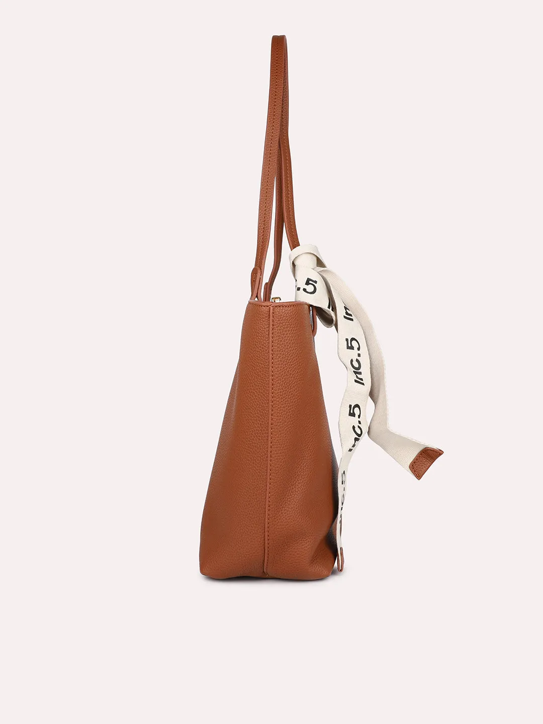 Women Brown Textured Structured Tote Bag