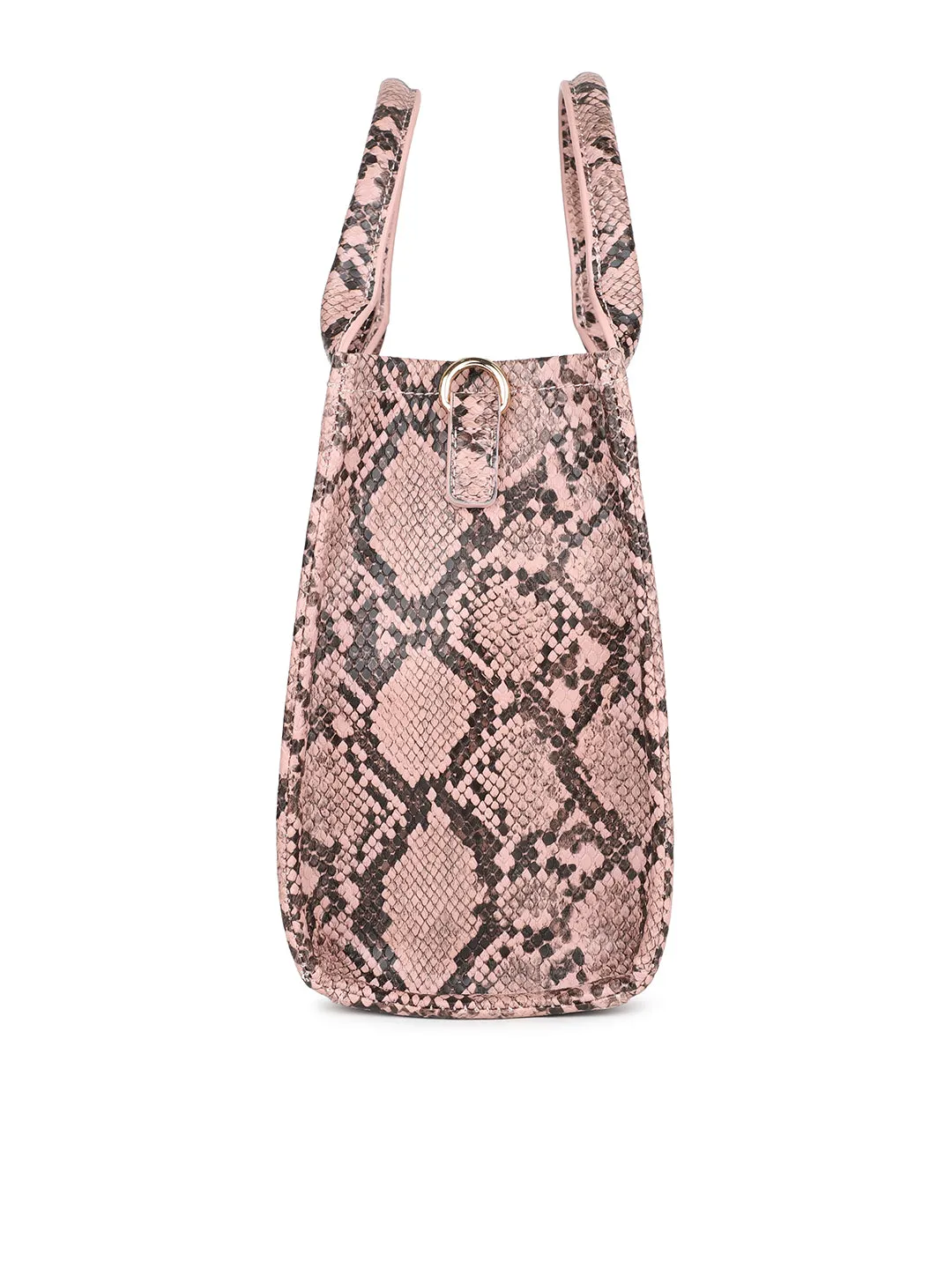 Women Pink Snake Skin Print Shoulder Bag