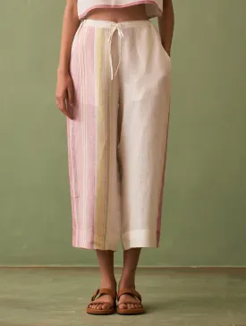 Yuri Border Linen Pant - Ivory